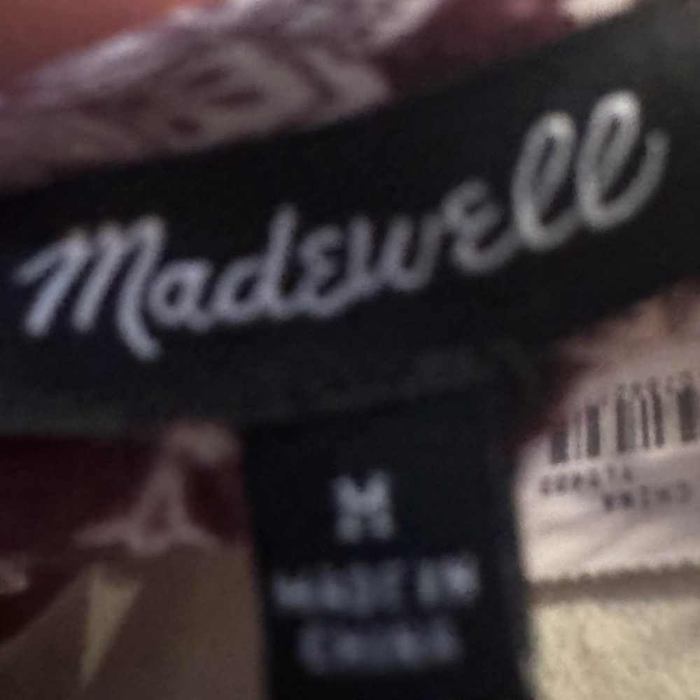 Madewell billowy maroon dress with white floral detail - Picture 10 of 11
